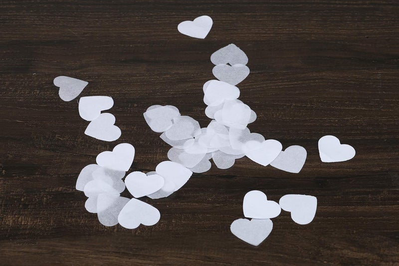BATTIFE 7.1 Oz White Heart Shaped Confetti  25000Pcs Tissue Paper  Table Confetti for Wedding Celebrations Party  200 Gram - Image 3